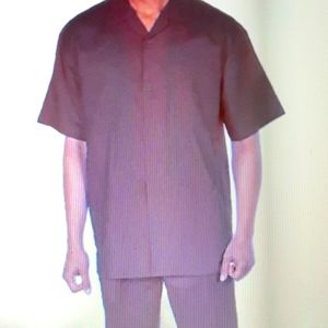 Men's Casual Summer Cargo Short & Shirt Two Piece Linen Suit 2XL